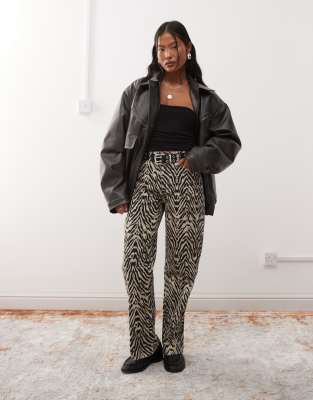 Marley wide leg jeans in zebra-Black