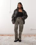 [Noisy May Petite] Noisy May Petite Marley wide leg jeans in zebra-Black W25 L28 BLACK