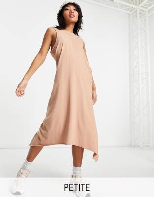 Noisy May Petite Midi Dress In Camel-neutral