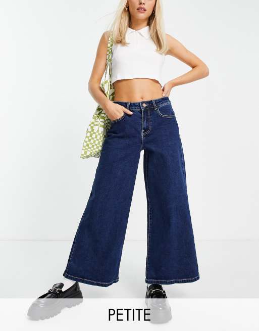Noisy May Petite - mørkeblå Jeans med vide ben