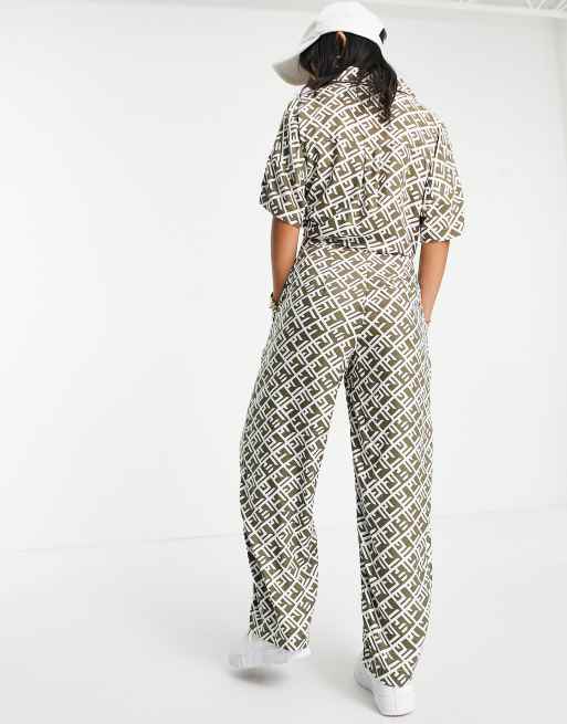 Noisy May Petite - Pantalon large d'ensemble à imprimé abstrait - Kaki, 2 de 4
