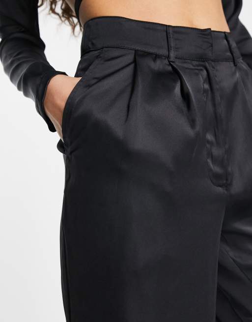 Noisy May Petite - Pantalon large satiné - Noir, 3 de 4