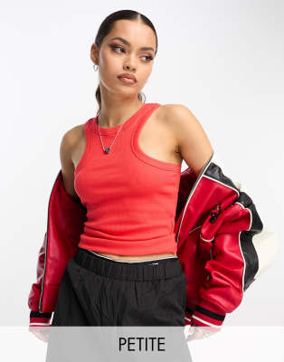 racer neck top in red