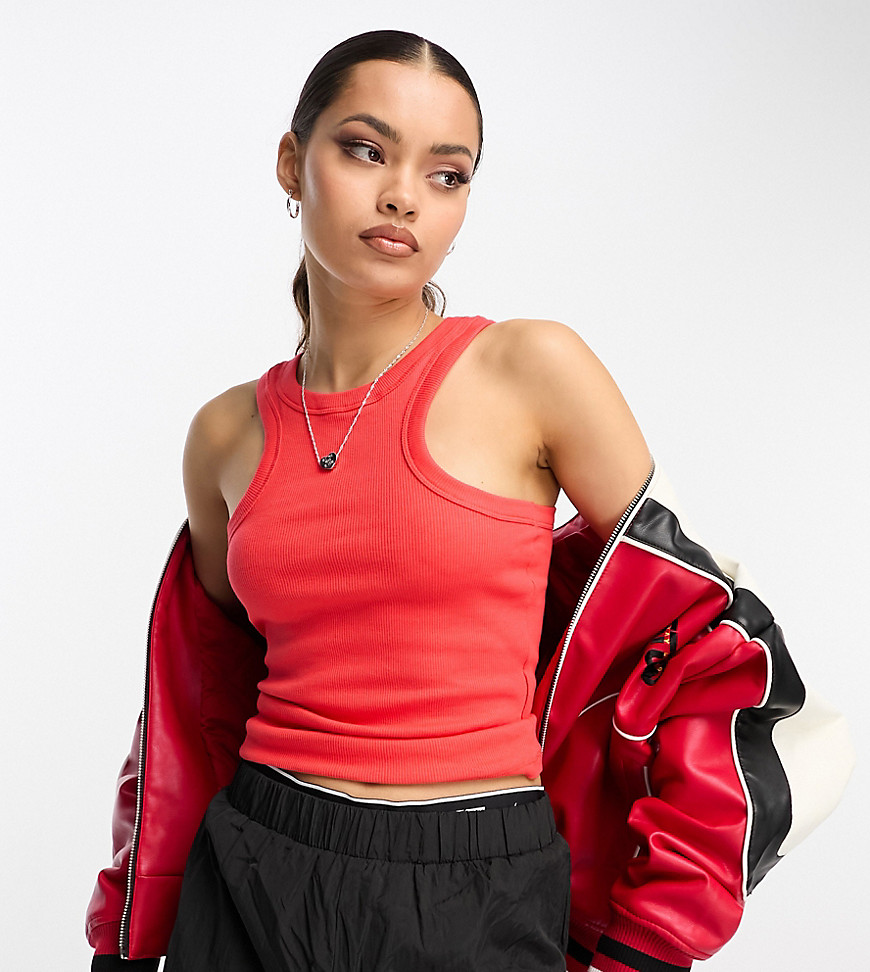Noisy May Petite racer neck top in red