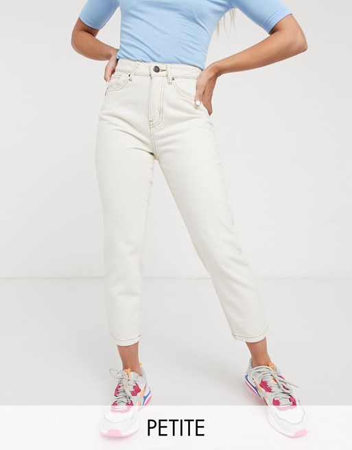 Noisy May Petite relaxed high waist mom jeans in ecru