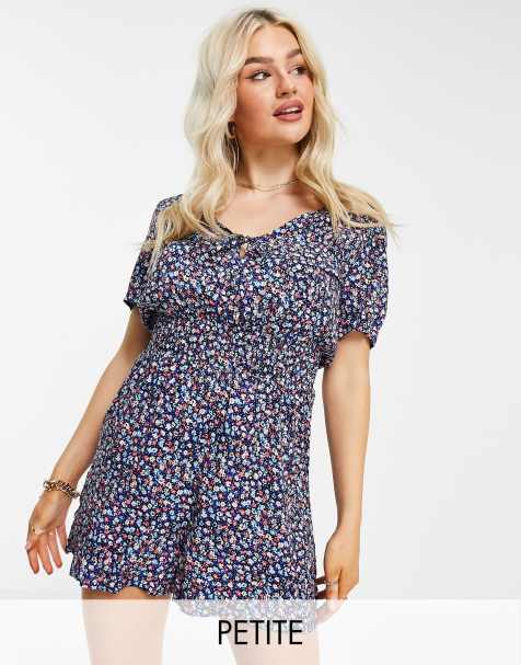 Noisy May Petite romper in blue floral - view 1