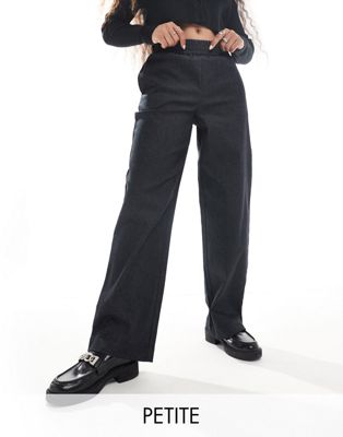 Noisy May Petite ruched waist trousers in dark grey