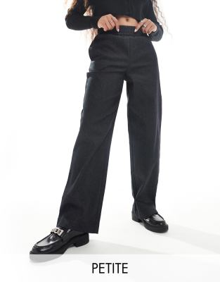 Noisy May Petite Noisy May Petite ruched waist trousers in dark grey-Black