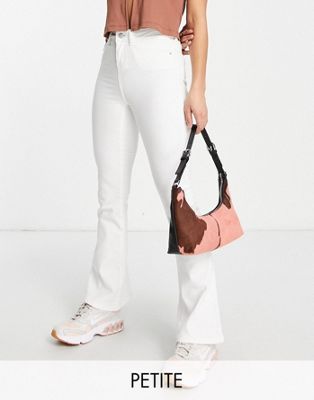 Noisy May Petite Sallie high waisted flared jeans in white