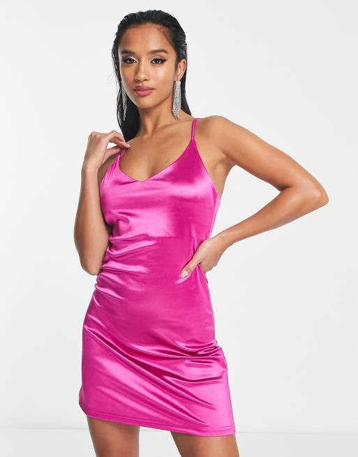 Pink mini hotsell slip dress