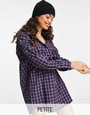 petite plaid shirt dress