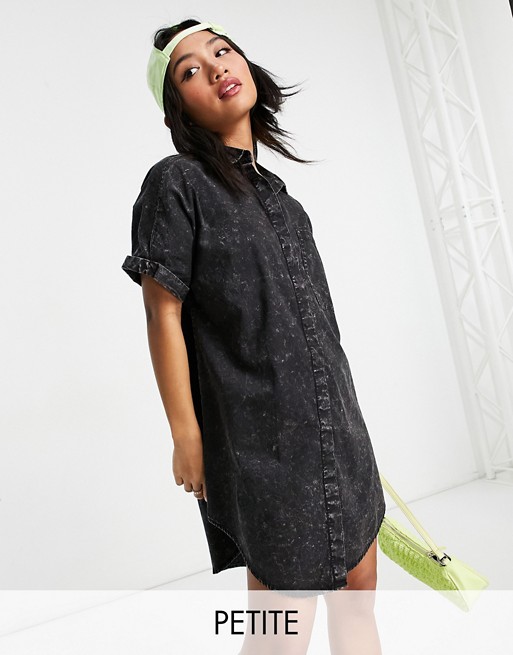 Noisy May Petite shirt dress in washed black