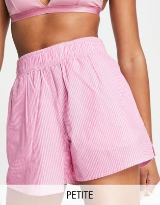 Noisy May Petite shorts in pink pinstripe - ASOS Price Checker