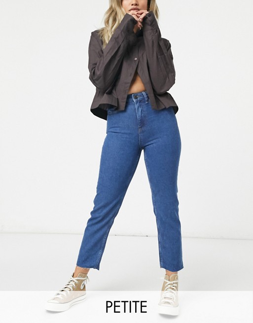 Noisy May Petite straight leg jeans in authentic dark blue wash