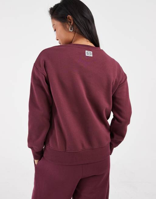 Noisy May Petite sweat-shirt col rond coordonné en prune, 4 de 4