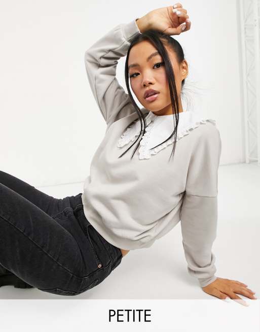 Noisy May Petite - Sweater met kraagje in grijs