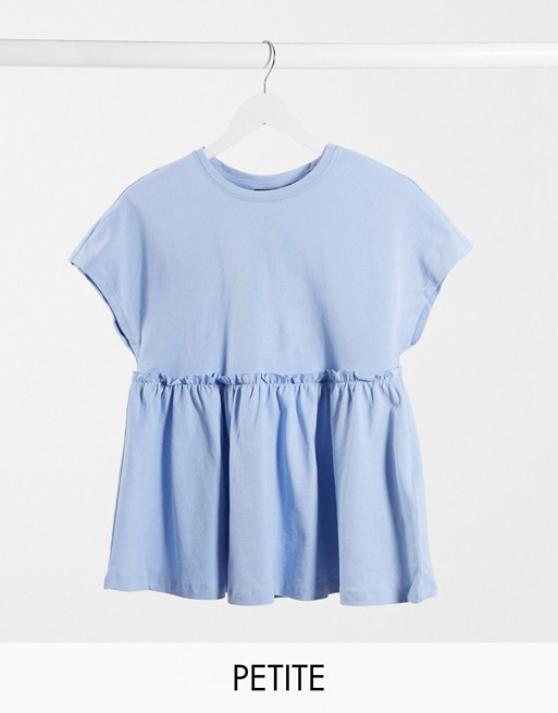 Noisy May Petite t-shirt with peplum in baby blue