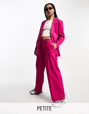 Noisy May Petite tailored wide leg trousers co-ord in pink