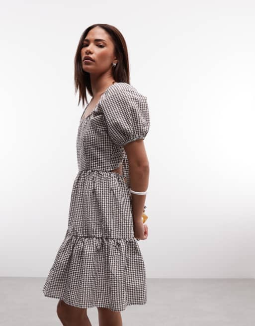 black gingham seersucker winona mini dress Black Gingham Seersucker Winona Mini Dress