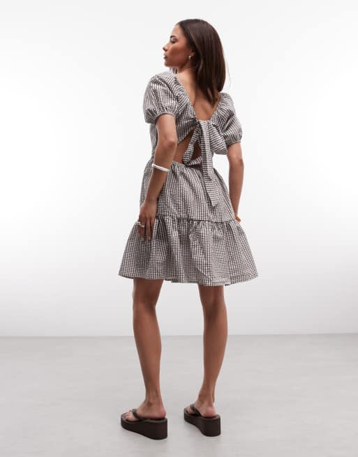 seersucker check mini layer dress Noisy May - Petite Tiered Mini Dress - Women - Polyester/Cotton - XL