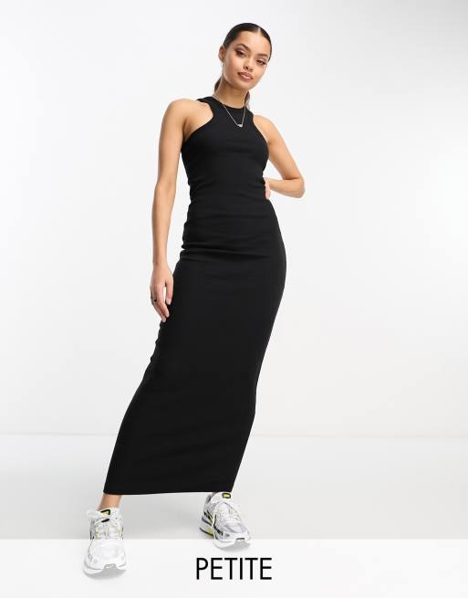 Noisy May Petite - Vestito nero con scollo a vogatore e gonna al polpaccio
