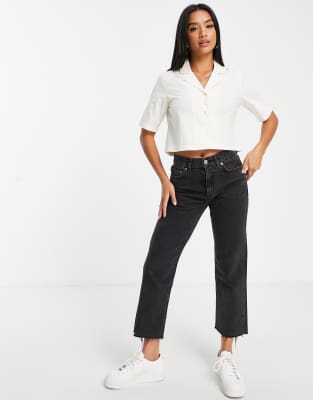 Noisy May Petite u2013 Vit kort skjorta