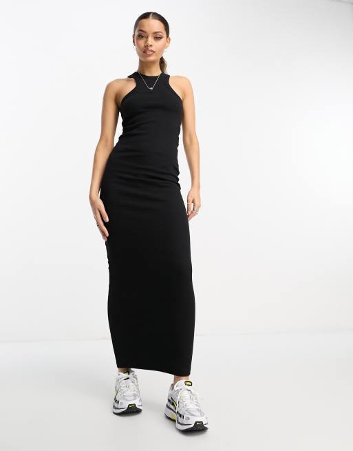 Noisy May Petite – Wadenlanges Kleid in Schwarz mit Ringerrücken, 4 von 4