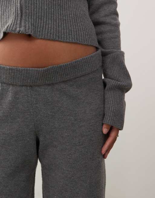 Noisy May Petite wide leg knit pants in gray part of a set ASOS