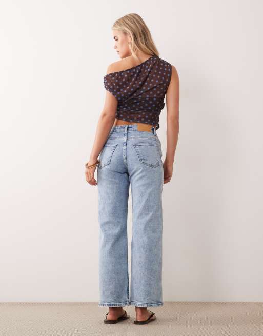 Noisy May Petite - Yolanda - Jean droit à taille mi-haute - Bleu clair délavé, 3 de 5