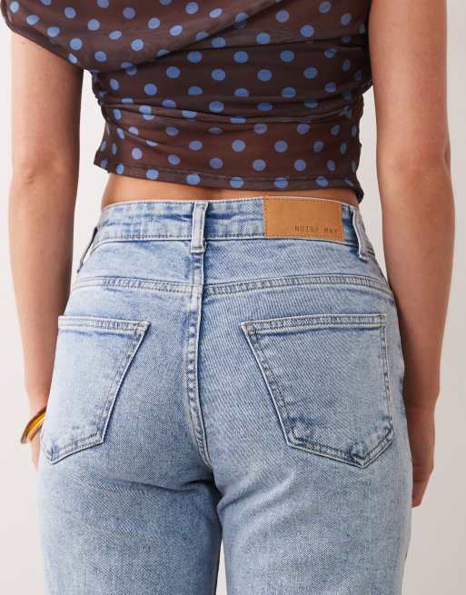 Noisy May Petite - Yolanda - Jean droit à taille mi-haute - Bleu clair délavé, 4 de 5