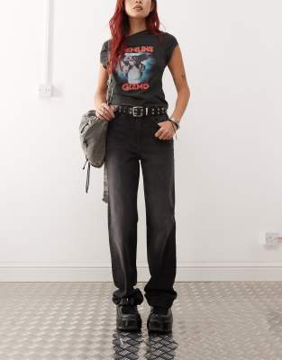 Noisy May - Pixie - Boyfriend-Jeans in verwaschenem Schwarz mit hohem Bund