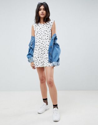 Noisy May - Playsuit met stippen-Wit