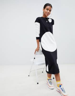 noisy may polka dot sweatshirt dress