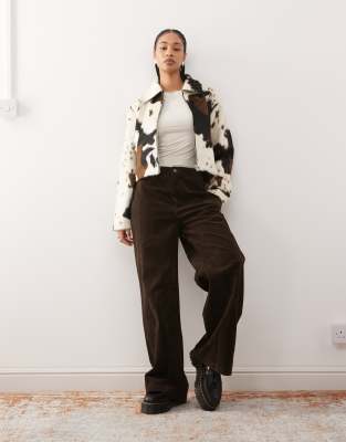 Noisy May Pony Hair Racer Jacket In Multi