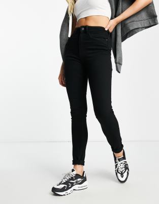 Noisy May Lizzi Straight Leg Jeans In Black In Black