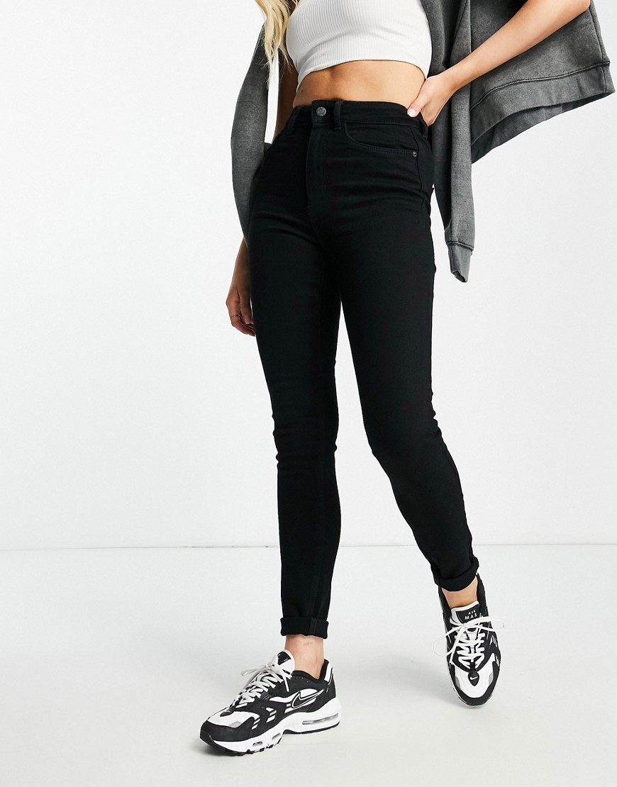 Noisy May Premium Callie high waist skinny jeans in black