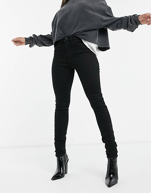  Noisy May Premium Callie high waist skinny jeans in black 