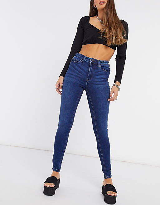 Jeans Noisy May Premium Callie high waist skinny jeans in dark blue 