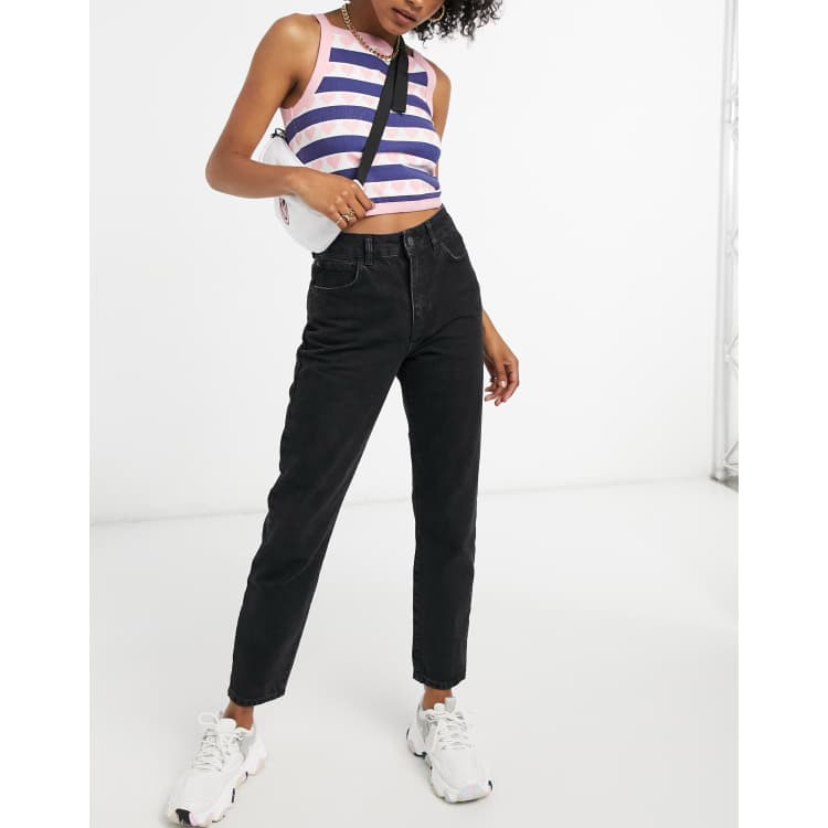 Denim Black High-waisted Mom Jeans Buy Online Terranova, 57% OFF