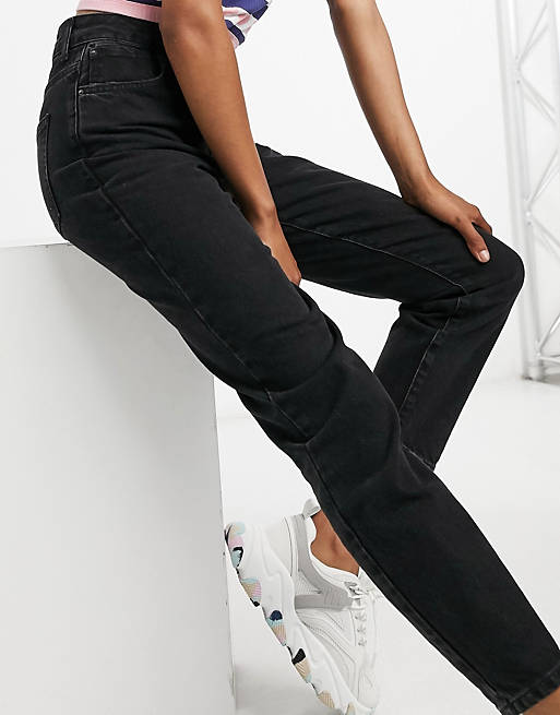 Women Noisy May Premium Isobel mom jeans with high waist in black 