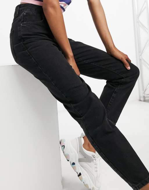 Noisy May Premium Isobel mom jeans with high waist in black