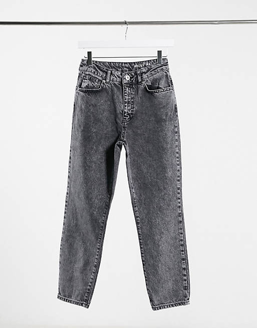 Noisy May Premium Isobel mom jeans with high waist in grey