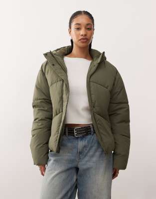 Noisy May - Pufferjacke in Khaki mit Kapuze-Grün