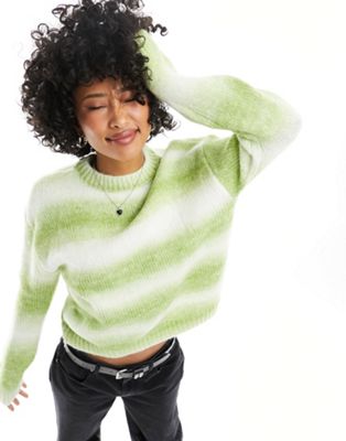 Noisy May fluffy knitted jumper in green and cream stripe - ASOS Price Checker