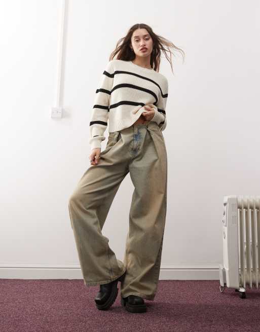 Noisy May – Pullover in Creme und Schwarz gestreift mit Rundhalsausschnitt, 3 von 4