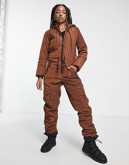 Noisy May quilted snow suit in chocolate brown | ASOS