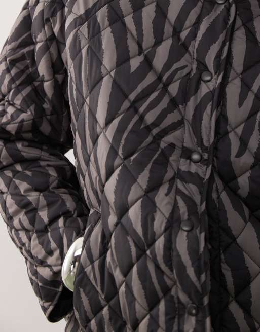 Noisy May quilted zebra jacket in grey | ASOS