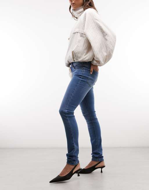 Noisy May Rae low rise super slim jeans in medium blue denim, 2 of 5