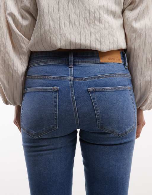 Noisy May Rae low rise super slim jeans in medium blue denim, 4 of 5