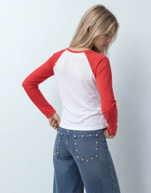 Noisy May raglan long sleeve t-shirt in red, 9 of 9